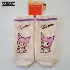 【23-25㎝】【1足売り】レディース　靴下　レディース　ソックス　サンリオ靴下　サンリオキャラクターソックス　SANRIO　クロミちゃん　クロミ靴下　クルー丈　福助　☆⑬