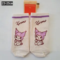 【23-25㎝】【1足売り】レディース　靴下　レディース　ソックス　サンリオ靴下　サンリオキャラクターソックス　SANRIO　クロミちゃん　クロミ靴下　クルー丈　福助　☆⑬
