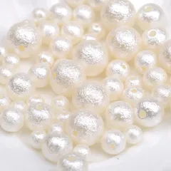 両穴 コットンパール風ビーズ アソート セット 4mm 6mm 8mm 10mm 12mm約370粒 ラウンド 丸玉 手芸材料 DIY用 樹脂パール 手作りアクセサリー ハンドメード 手芸用品