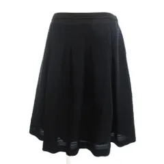 23区 オンワード樫山 美品 スカート ひざ丈 フレア ボーダー 黒 ブラック 42 ■GY35