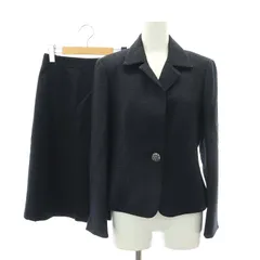 23区 オンワード樫山 セットアップ 上下 ライトシャインツイード テーラードジャケット フレアスカート ひざ丈 38 32 紺 ネイビー /MF ■OS