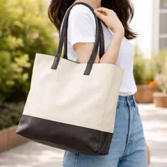 本革トートバッグ 牛革 2WAY 12ポケット A4対応 Poche Lab ポッシェラボ アイボリーxダークグレー