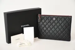 極美品 CHANEL シャネル クラッチバッグ キルティング ココマーク 25番台 イタリア製 キャビアスキン ブラック シルバー金具 中古 4b013293