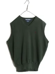 【お得なクーポン配布中!】 90s ポロゴルフ ラルフローレン Vネック コットン ニット ベスト メンズ M オールド ポロ セーター ストレッチ プルオーバー ジレ 薄手 緑