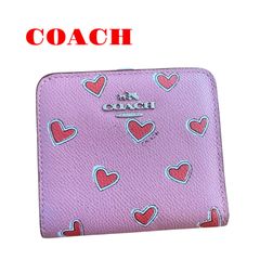 COACH 二つ折り財布 ハート柄 レッド - メルカリ