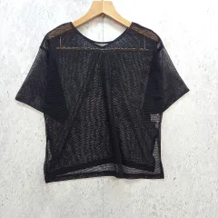 CIAOPANIC TYPY チャオパニックティピー シースルー シアー ボーダー リンガーT 七分丈 2way  クルーVネック ブラック ONEサイズ ◎、□〇