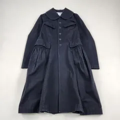 COMME des GARONS ロングコート コムコム　丸襟　バルーン　プリーツ　ブラック　綿　SS　大きめデザインのサムネイル