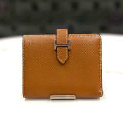 エルメス ベアンコンパクト エプソン エタン ゴールド金具 折り財布 D 
