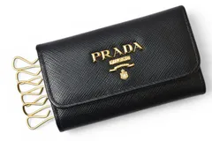 プラダ キーケース/キーホルダー PRADA 6連 1PG222 SAFFIANO METAL/型押しレザー NERO/ブラック【中古】