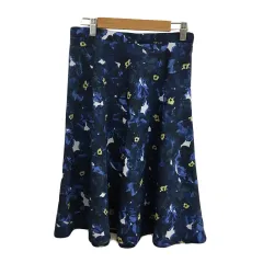 ケティ KETTY スカート フレア 膝丈 花柄 総柄 2 青 白 ブルー ホワイト