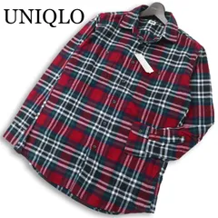 新品 未使用★ UNIQLO ユニクロ 秋冬★ 長袖 フランネル チェック シャツ Sz.L メンズ