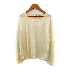 ザラ ZARA ニット カットソー 長袖 ラウンドネック 無地 S 薄黄色 /SY46
