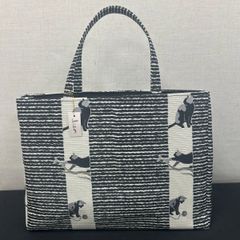 アンティーク 仔犬×泥大島】バンブーバッグ アンティーク着物 リメイク
