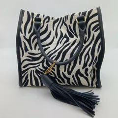 SALON de RUBAN サロンドルヴァン ショルダーバッグ ハンドバッグ 2WAY タッセル ゼブラ柄 レディース 白 黒 ホワイト ブラック HBK7-17