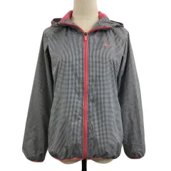 ナイキ NIKE パーカー ジャケット スポーツウェア ギンガムチェック ジップアップ 長袖 M 黒 白 ブラック ホワイト