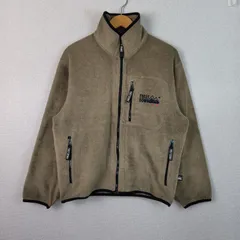 FIRST DOWN ファーストダウン フリースジャケット ロゴ刺繍 アースカラー ベージュ Mサイズ メンズ 古着 ストリート アウトドア