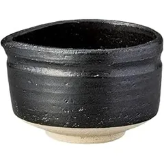 抹茶碗 11.5×11×H7.5cm 黒練片口抹茶碗 茶道 茶道具 抹茶茶碗 陶