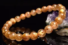 【１点物】金針の輝き ゴールドタイチンルチルクォーツ　7mm　ブレスレット パワーストーン 天然石 _MC6274