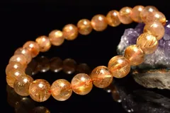 【１点物】金針の輝き ゴールドタイチンルチルクォーツ　7.5mm　ブレスレット パワーストーン 天然石 _MC6275