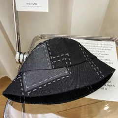 【005120F】バケットハット デニム風 帽子 韓国 レディース ブラック