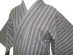 P41987　古い　縞木綿　絣　着物　古布古裂　ｋ