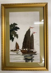 青島貝彫 パンダ 貝細工 工芸品 中国製 アンティーク絵画 インテリア