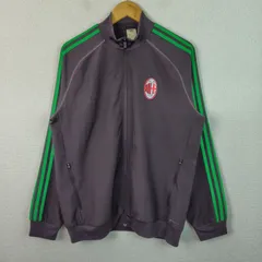 00s adidas アディダス セットアップ ACミラン トラックジャケット トラックパンツ ロゴ刺繍 チャコール Lサイズ メンズ 古着 スポーツMIX ストリート アメカジ