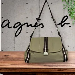 F-015-445  agnes b. VOYAGE（アニエスベー ボヤージュ）のナイロンショルダーバッグ　アニエスベー  　ナイロン     ベージュ系  agnes b.