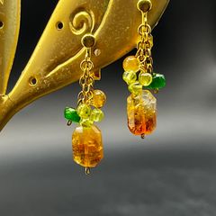 ピアス ほおずき風ビーズ ショート イヤリング交換可 鬼灯 ホオズキ