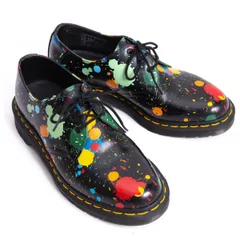 ドクターマーチンDr.Martens 1461 PAINT SPLATTER ペイント3ホールレザーシューズ 黒マルチUK5(24cm位)