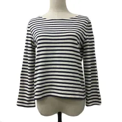 B&Y ユナイテッドアローズ BEAUTY&YOUTH ビューティー&ユース カットソー Tシャツ プルオーバー ボートネック ボーダー 七分袖 白 紺 ホワイト ネイビー