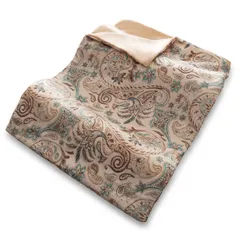 8ヶ所ヒモ付き ペイズリー 全開ファスナー ベージュ ピーチスキン 速乾 190×210cm ダブル 洗える 掛け布団カバー 北欧 シルフィーズ
