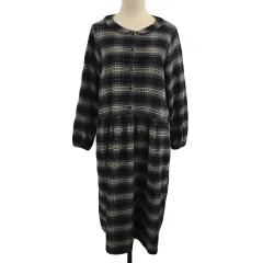 サマンサモスモス SM2 ワンピース シャツワンピ Iライン ロング チェック 長袖 M 黒 グレー ブラック