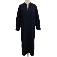 アーバンリサーチ ドアーズ URBAN RESEARCH DOORS FORK&SPOON ワンピース Iライン ロング スリット タック 無地 長袖 1 紺 ネイビー