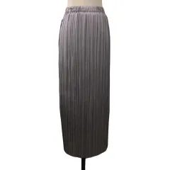 グローバルワーク GLOBAL WORK スカート プリーツ タイト ロング ウエストゴム 光沢 F グレー 銀 シルバー