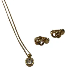 Christian Dior　ディオール　ネックレス　イヤリング　セット　ゴールド　ストーン