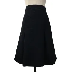 23区 オンワード樫山 スカート フレア ツイード ひざ丈 38 黒 紺 ブラック ネイビー