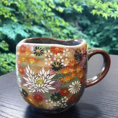マグカップ 食器 和食器 日本製 九谷焼 色絵九谷 金花詰 カラー色絵 遊陶器 母の日 父の日 ギフト M0305-SAUI-1