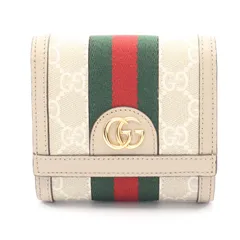 グッチ GUCCI 二つ折り財布 オフィディア GG ウォレット シェリーライン 598662 ベージュ レザー PVCコーティングキャンバス オフィディア GG 二つ折り財布 レディース