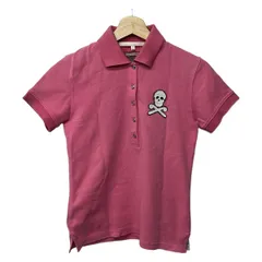 MARK&LONA(マークアンドロナ) 半袖ポロシャツ サイズS レディース - ピンク×白×黒 スカル