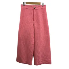 ザラ ZARA パンツ ワイド ロング ツイード調 USA S ピンク