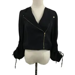 トランテアン ソン ドゥ モード 31 Sons de mode ジャケット ブルゾン ライダース ショート丈 シアー 無地 長袖 38 黒 ブラック