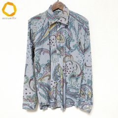 美品】エトロ 長袖シャツ ペイズリー 総柄 パイピングイタリア製 XS M 