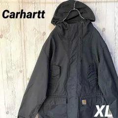 ★定番人気★カーハート Carhartt ジップアップパーカー ブルゾン ジャケット グレー メンズXL ビッグサイズ ダック地 フード付 ジャンバー アウトドア ストリート ワークウェア 古着 ヴィンテージ カジュアル　23-629