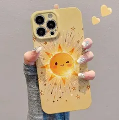 iPhoneケース iPhone 13 / 14 / 15 / 15 Pro / 16 / 16 Pro Max / 17 用 油絵風 星と太陽柄 保護カバー