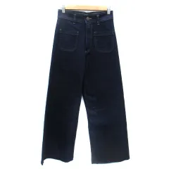 ザラ ZARA デニムパンツ ジーンズ ワイド ロング丈 カットオフ 36 S 青 ブルー /SM20