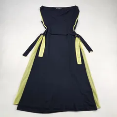 GUCCI　ロングワンピース　バイカラー　ロゴチャーム　リボン　ドレス　ブラック　S