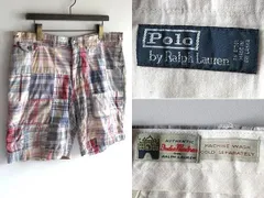 希少 00sビンテージ Polo by Ralph Lauren ラルフローレン マドラスチェック クレイジーパッチワーク ショートパンツ ショーツ W36 USA企画