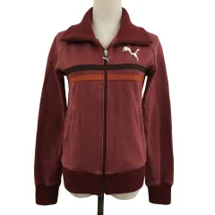 プーマ PUMA ジャケット フルジップ ハイネック ロゴ L エンジ 赤 レッド