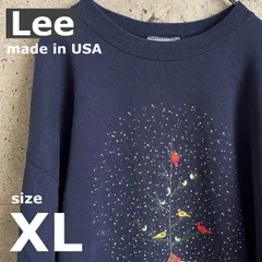 【USED】US 古着 Lee リー USA製 スウェット XL ネイビー 鳥プリント ヴィンテージ 古着 Leeスウェット トレーナー ビッグサイズ アメカジ 90s Lee HEAVYWEIGHT メンズ レディース ゆるだぼ オーバーサイズ アメリカ